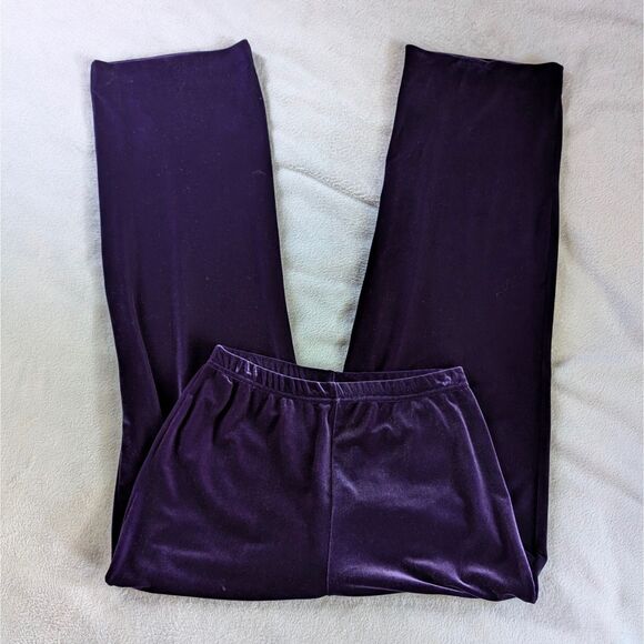 Vintage Velvet Three Piece Set Women's S/M Dark Purple Tank Cardigan Track Pants - Picture 8 of 9